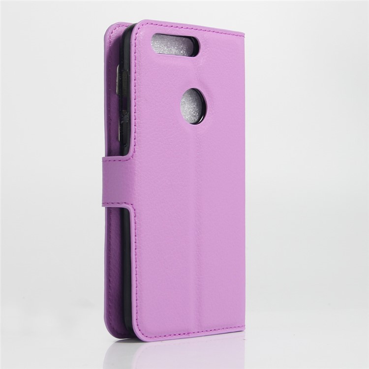 Litchi Skin Leather Case with Card Slots for Huawei Honor 8 - Purple-3