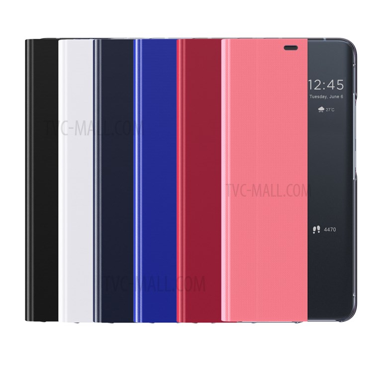 View Window + Wake/Sleep Function + Auto-Absorbed Leather Protector Stand Case for Huawei Mate 40 Pro - Black-2