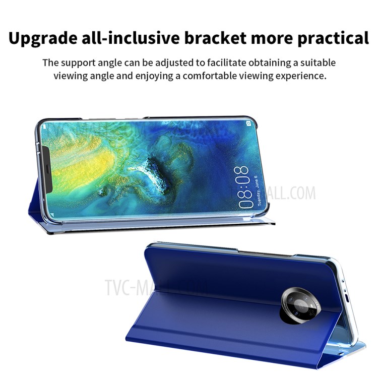 View Window + Wake/Sleep Function + Auto-Absorbed Leather Protector Stand Case for Huawei Mate 40 Pro - Sky Blue-3