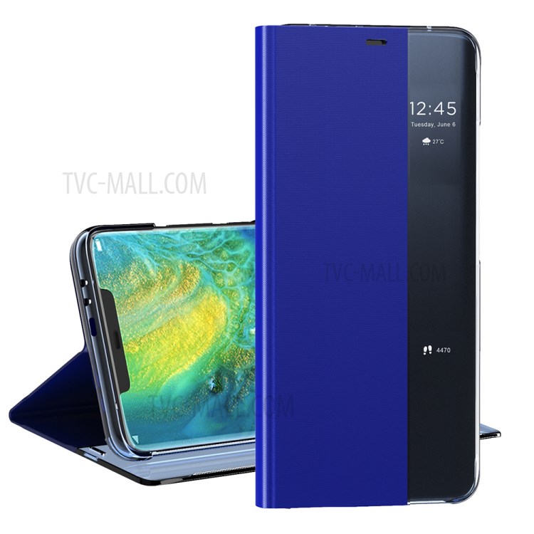 View Window + Wake/Sleep Function + Auto-Absorbed Leather Protector Stand Case for Huawei Mate 40 Pro - Sky Blue-4