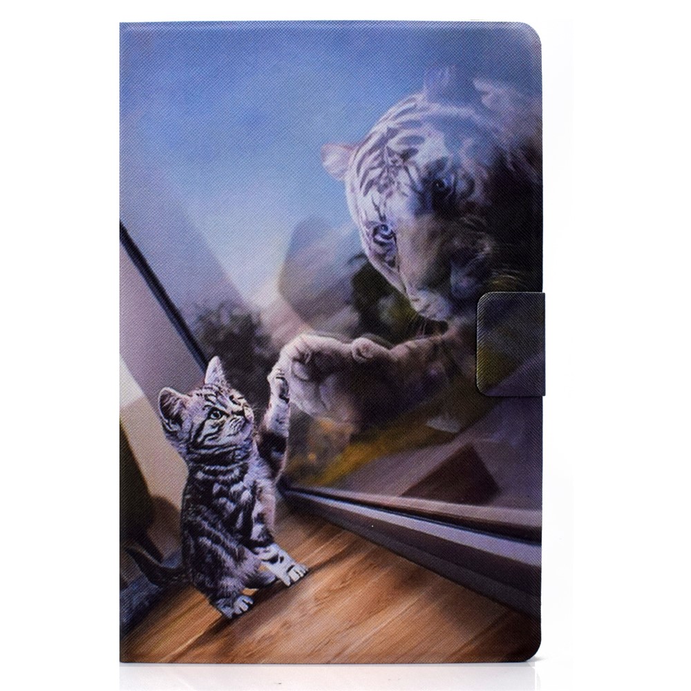 TPU + PU Leather Pattern Printing Stand Tablet Case for Huawei MatePad T10S/T10 - Cat and Tiger-3