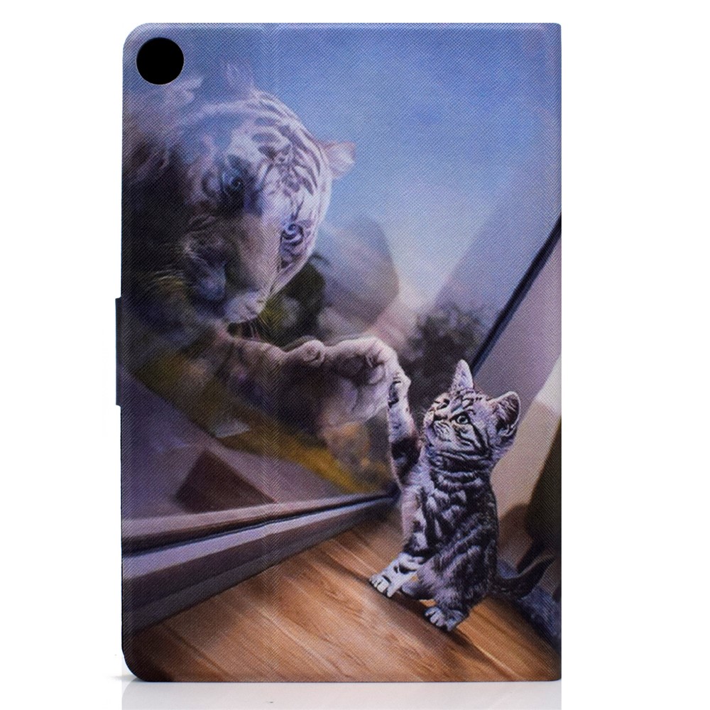 TPU + PU Leather Pattern Printing Stand Tablet Case for Huawei MatePad T10S/T10 - Cat and Tiger-4