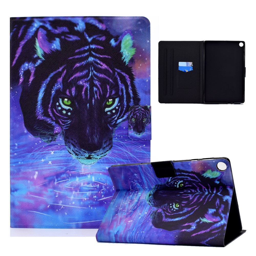 TPU + PU Leather Pattern Printing Stand Tablet Case for Huawei MatePad T10S/T10 - Tiger-1