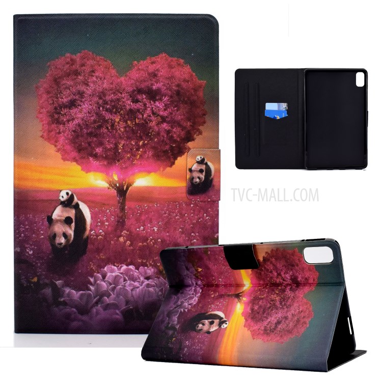 Full Protection Pattern Printing Leather Stand Tablet Case for Huawei MatePad 10.4 (2020)/Honor V6 - Pandas and Tree-1