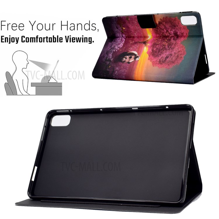 Full Protection Pattern Printing Leather Stand Tablet Case for Huawei MatePad 10.4 (2020)/Honor V6 - Pandas and Tree-3