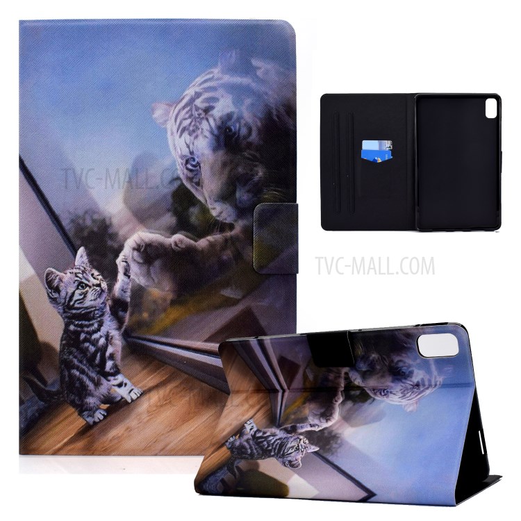 Full Protection Pattern Printing Leather Stand Tablet Case for Huawei MatePad 10.4 (2020)/Honor V6 - Cat and Tiger-1