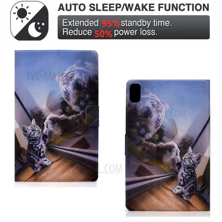 Full Protection Pattern Printing Leather Stand Tablet Case for Huawei MatePad 10.4 (2020)/Honor V6 - Cat and Tiger-2