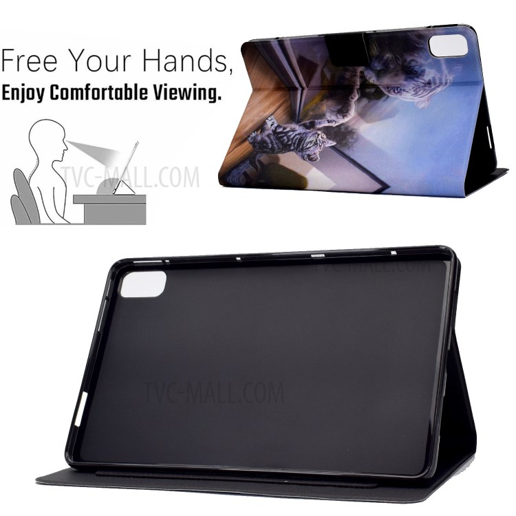 Full Protection Pattern Printing Leather Stand Tablet Case for Huawei MatePad 10.4 (2020)/Honor V6 - Cat and Tiger-3