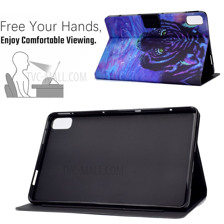 Full Protection Pattern Printing Leather Stand Tablet Case for Huawei MatePad 10.4 (2020)/Honor V6 - Tiger-3