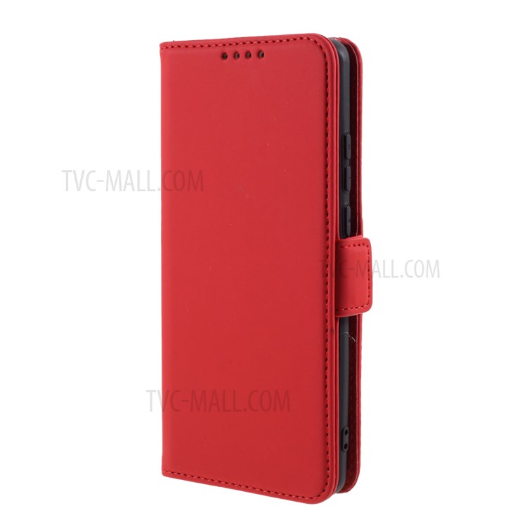Auto-absorbed Liquid Silicone Feel Leather Wallet Case for Huawei Mate 40 - Red-2