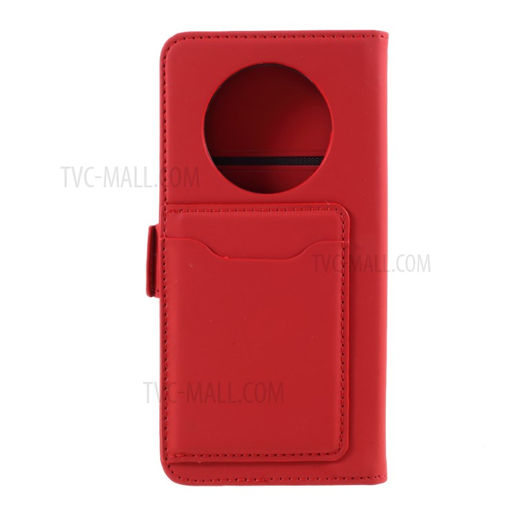 Auto-absorbed Liquid Silicone Feel Leather Wallet Case for Huawei Mate 40 - Red-3