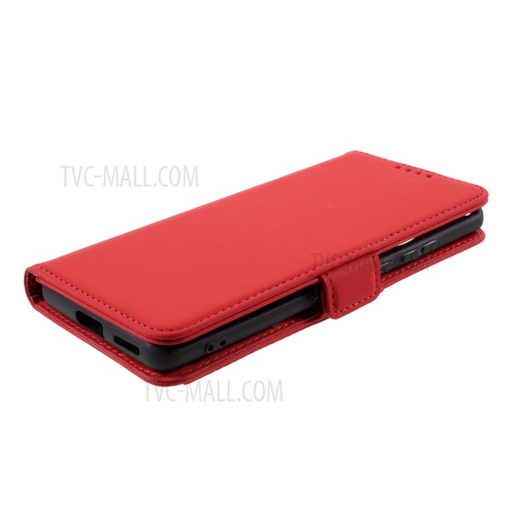 Auto-absorbed Liquid Silicone Feel Leather Wallet Case for Huawei Mate 40 - Red-5