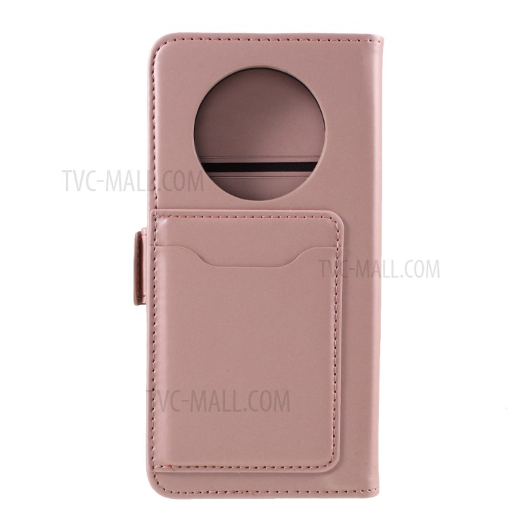 Auto-absorbed Liquid Silicone Feel Leather Wallet Case for Huawei Mate 40 - Rose Gold-3