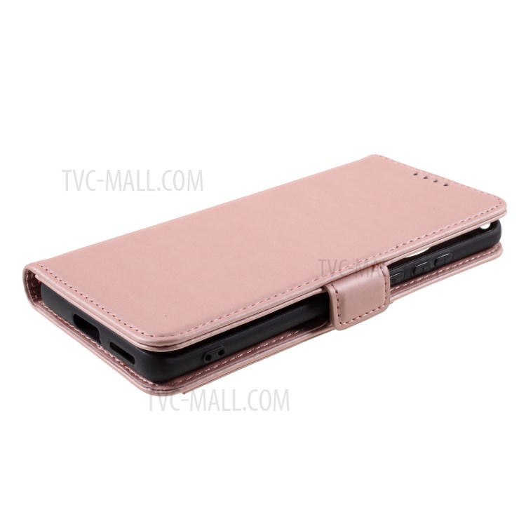 Auto-absorbed Liquid Silicone Feel Leather Wallet Case for Huawei Mate 40 - Rose Gold-5