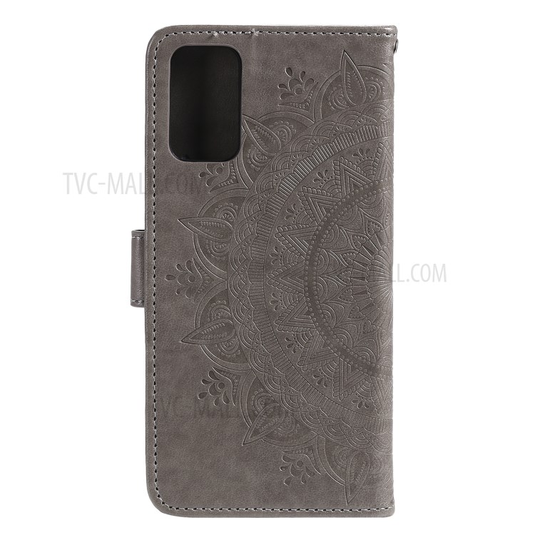 Imprinted Mandala Flower Wallet Leather Case with Strap for Honor 10X Lite - Grey-3