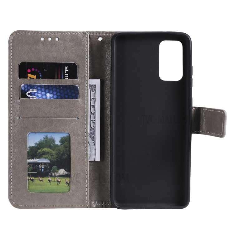 Imprinted Mandala Flower Wallet Leather Case with Strap for Honor 10X Lite - Grey-6