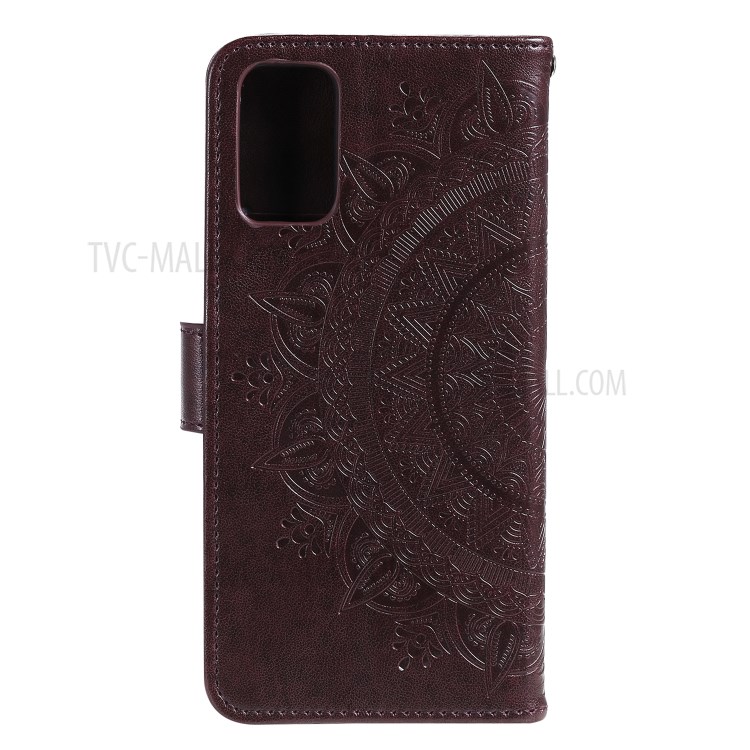 Imprinted Mandala Flower Wallet Leather Case with Strap for Honor 10X Lite - Brown-3