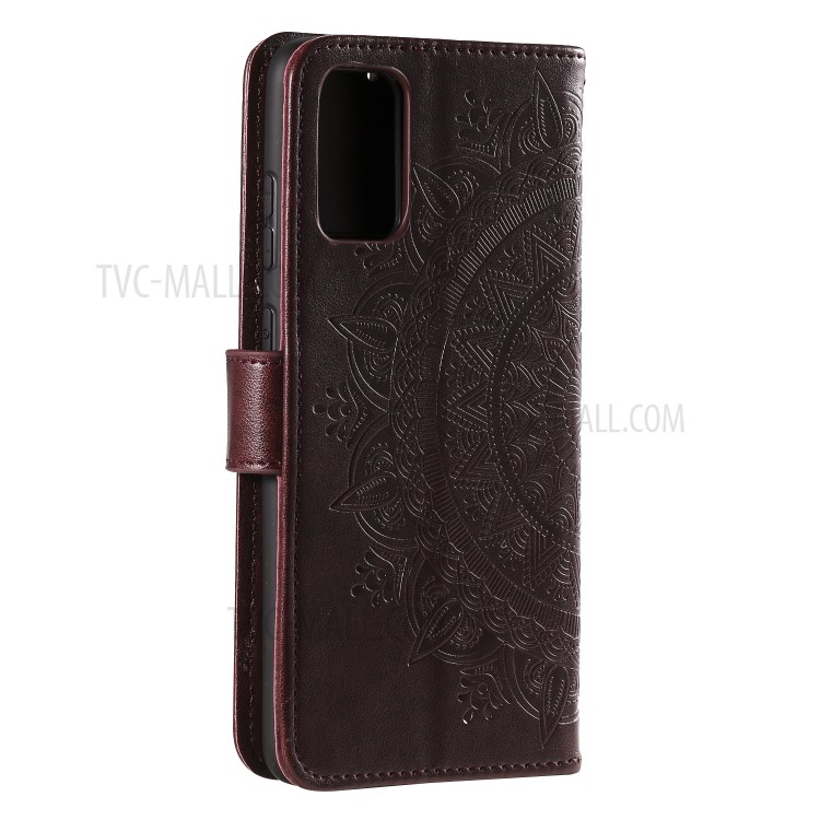 Imprinted Mandala Flower Wallet Leather Case with Strap for Honor 10X Lite - Brown-5