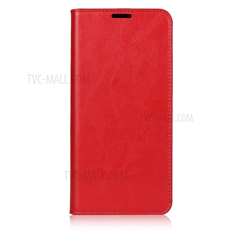 Crazy Horse Genuine Leather Wallet Stand Case for Huawei P Smart 2021 / Y7a - Red-3