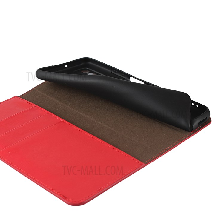 Crazy Horse Genuine Leather Wallet Stand Case for Huawei P Smart 2021 / Y7a - Red-8
