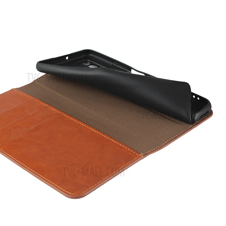Crazy Horse Genuine Leather Wallet Stand Case for Huawei P Smart 2021 / Y7a - Light Brown-8