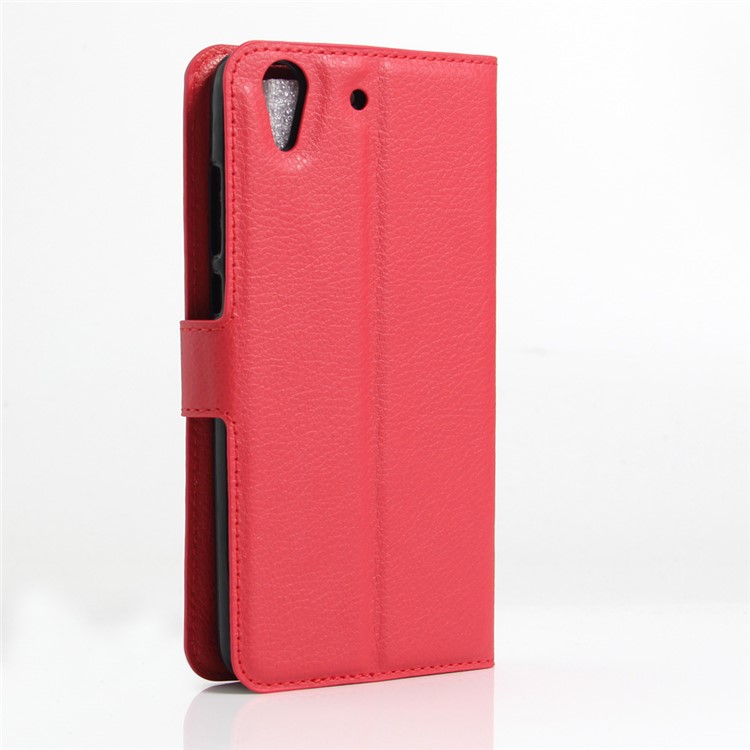 Litchi Texture Wallet Stand Leather Shell for Huawei Honor 5A / Y6 II - Red-3