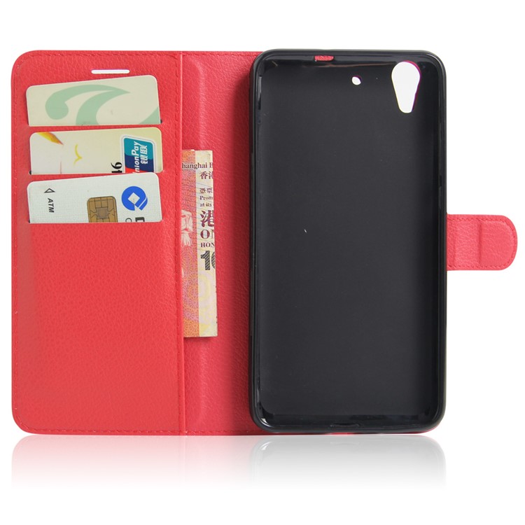 Litchi Texture Wallet Stand Leather Shell for Huawei Honor 5A / Y6 II - Red-4