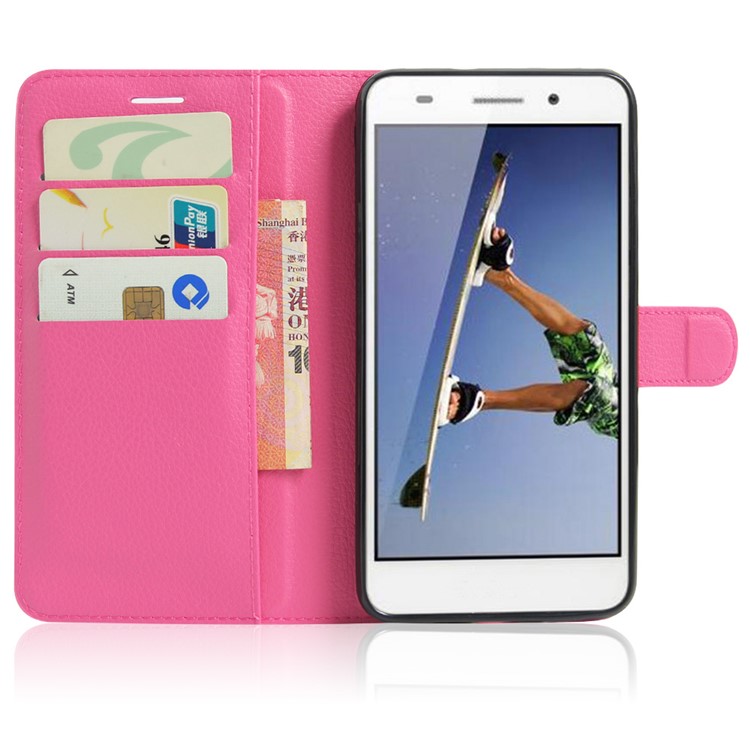Litchi Texture Flip Leather Phone Case for Huawei Honor 5A / Y6 II - Rose-5