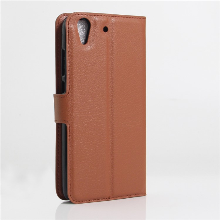 Litchi Skin Wallet Stand Leather Case for Huawei Honor 5A / Y6 II - Brown-3