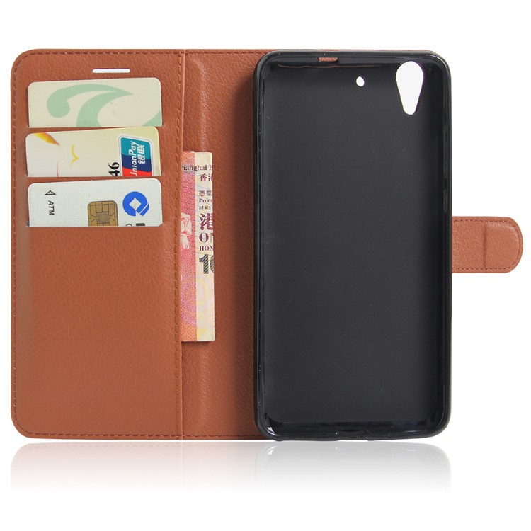Litchi Skin Wallet Stand Leather Case for Huawei Honor 5A / Y6 II - Brown-4