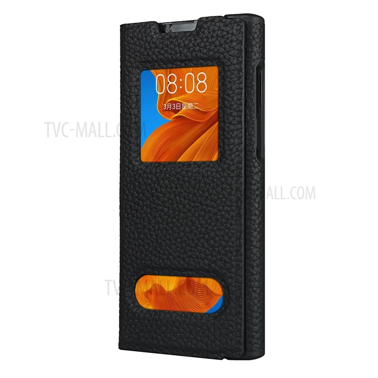 Litchi Texture View Window Genuine Leather Case for Huawei Mate Xs - Black-3