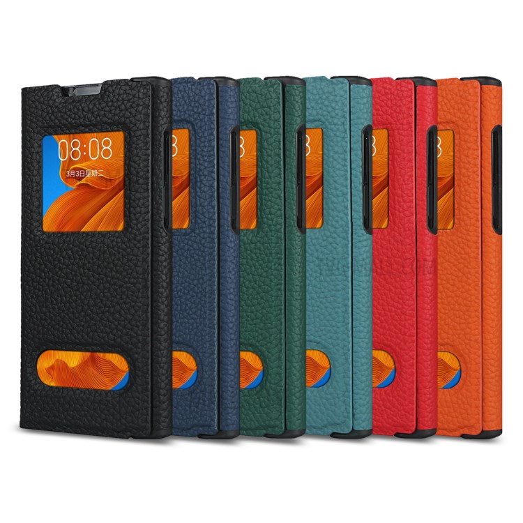 Litchi Texture View Window Genuine Leather Case for Huawei Mate Xs - Black-9