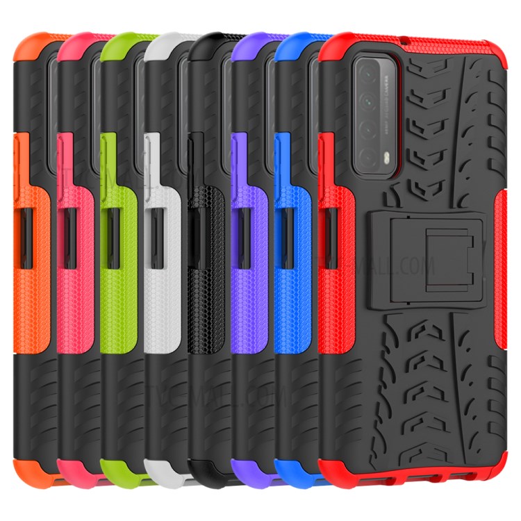 2 in 1 Cool Tyre for Huawei P smart 2021/Y7a Kickstand Protector PC + TPU Hybrid Case - Black-10
