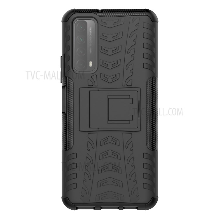 2 in 1 Cool Tyre for Huawei P smart 2021/Y7a Kickstand Protector PC + TPU Hybrid Case - Black-3