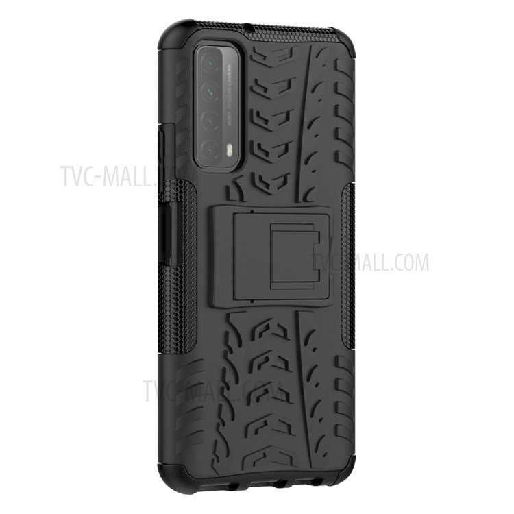 2 in 1 Cool Tyre for Huawei P smart 2021/Y7a Kickstand Protector PC + TPU Hybrid Case - Black-5