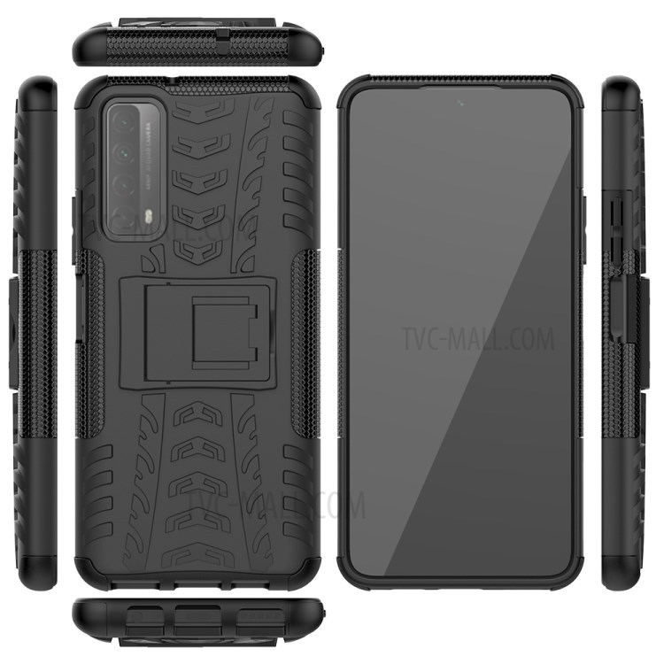 2 in 1 Cool Tyre for Huawei P smart 2021/Y7a Kickstand Protector PC + TPU Hybrid Case - Black-9