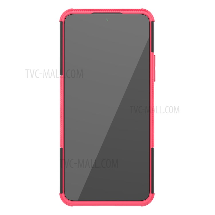 2 Em 1 Pneu Legal Para Huawei P Inteligente 2021 / Y7A Kickstand Protector PC + TPU Híbrido Caso - Rosa-4