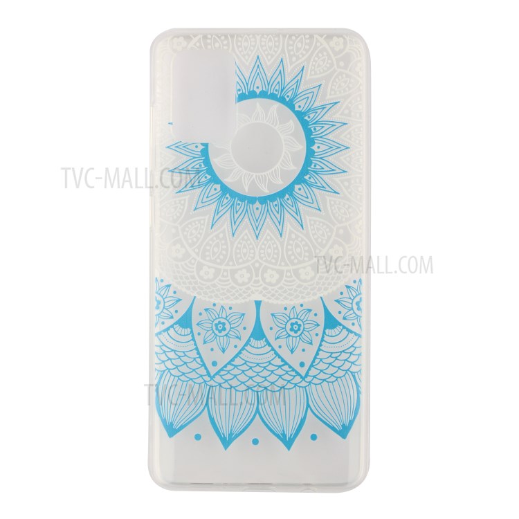 Pattern Printing TPU Phone Case High Transmittance Phone Shell for Huawei P Smart 2021 / Huawei Y7a - Blue Mandala Flower-2