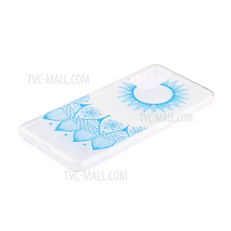Pattern Printing TPU Phone Case High Transmittance Phone Shell for Huawei P Smart 2021 / Huawei Y7a - Blue Mandala Flower-4