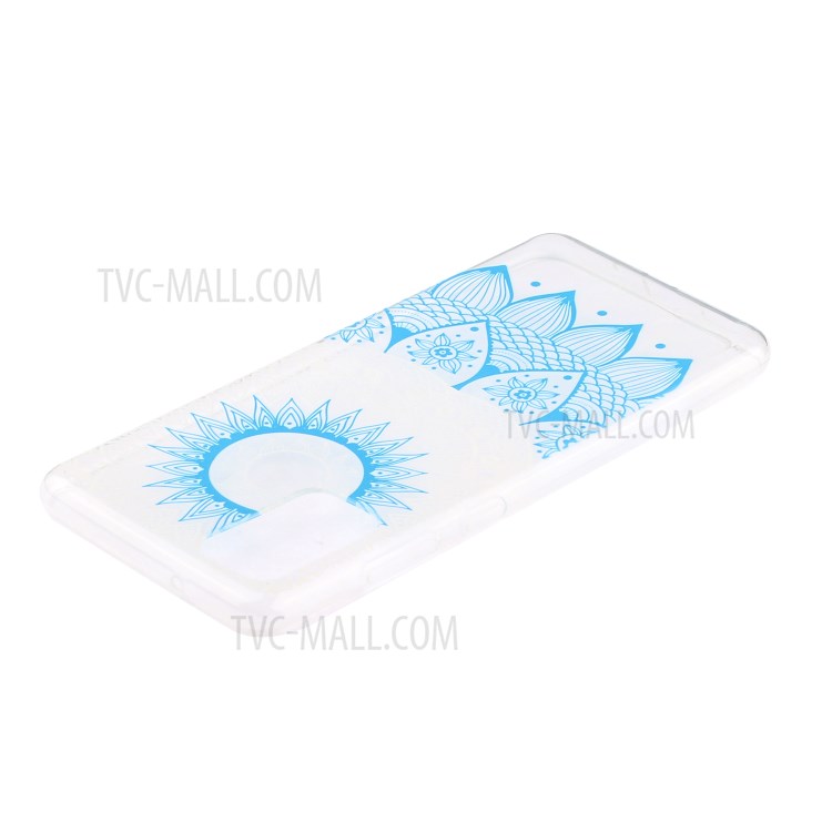 Pattern Printing TPU Phone Case High Transmittance Phone Shell for Huawei P Smart 2021 / Huawei Y7a - Blue Mandala Flower-5
