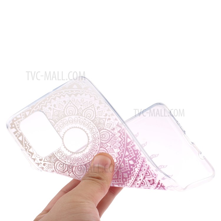 Pattern Printing TPU Phone Case High Transmittance Phone Shell for Huawei P Smart 2021 / Huawei Y7a - Pink Mandala Flower-3
