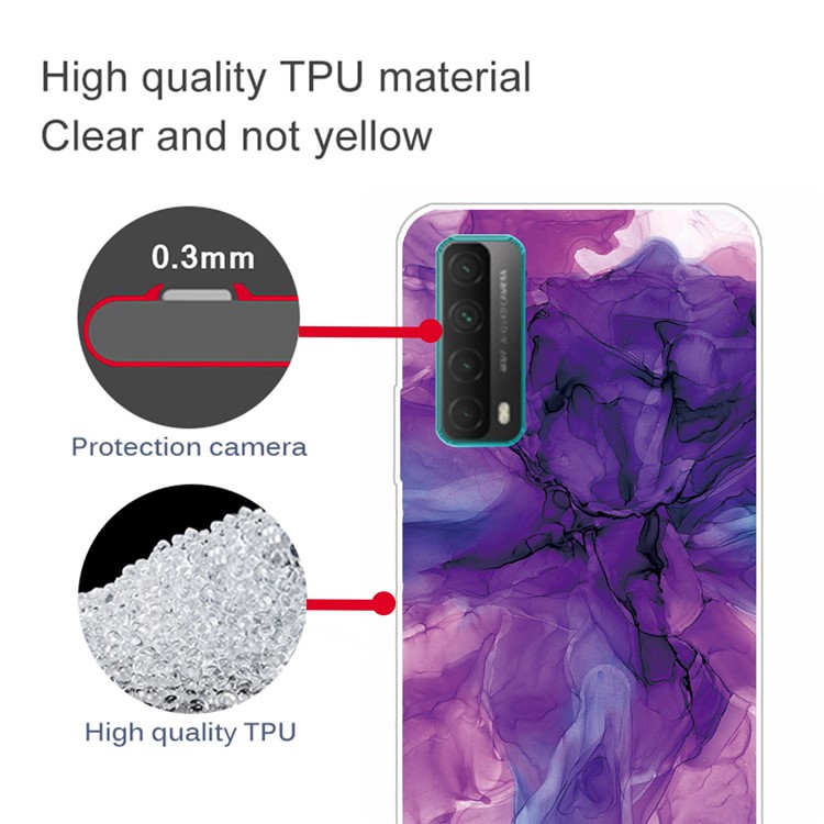 Marble Pattern Printing Design TPU Case for Huawei P Smart 2021 / Y7a - Style F-4