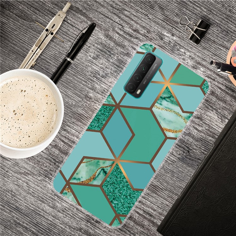 Marmormuster -druckdesign TPU -fall Für Huawei P Smart 2021 / Y7a - Stil J-2