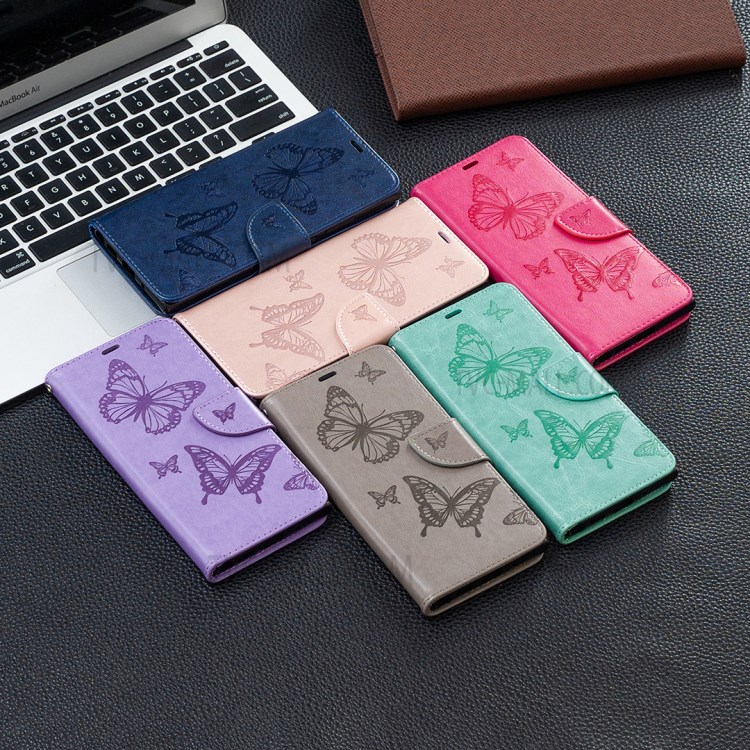 For Huawei P smart 2021/Y7a Imprint Butterfly Leather Wallet Case - Blue-10