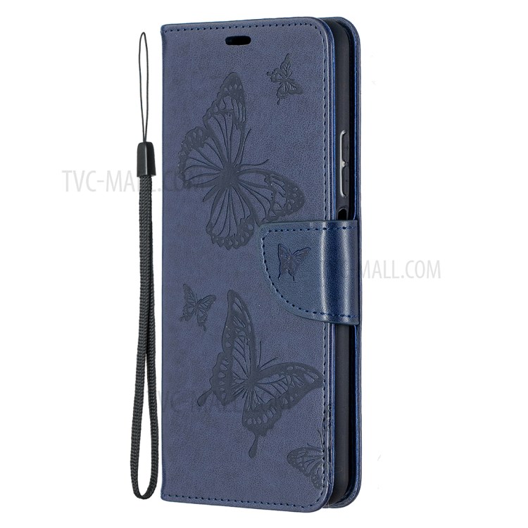 For Huawei P smart 2021/Y7a Imprint Butterfly Leather Wallet Case - Blue-3
