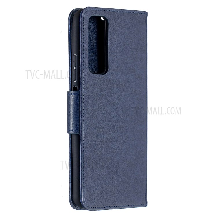 For Huawei P smart 2021/Y7a Imprint Butterfly Leather Wallet Case - Blue-4