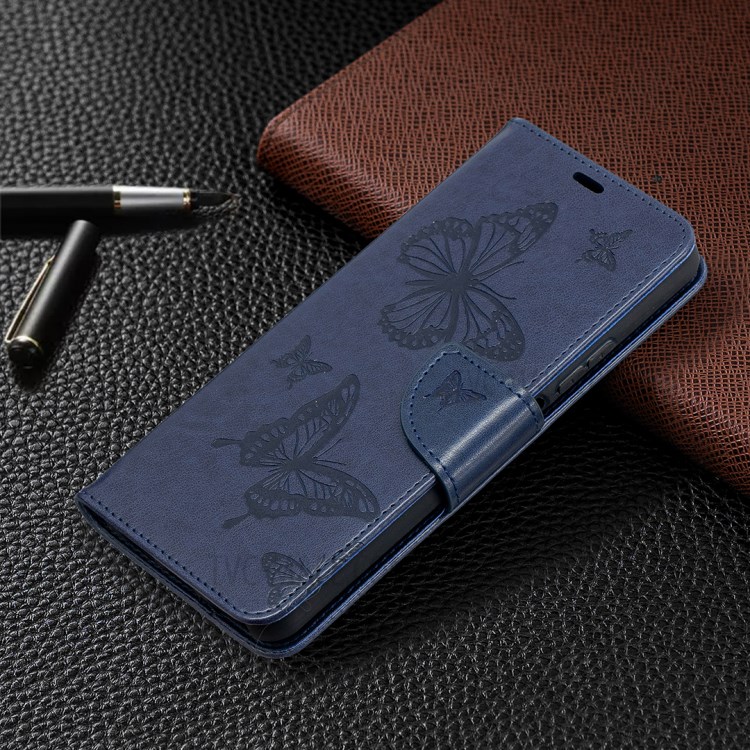 For Huawei P smart 2021/Y7a Imprint Butterfly Leather Wallet Case - Blue-7