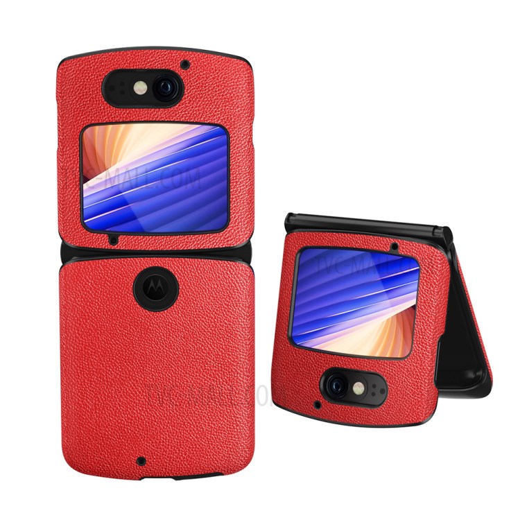 Shockproof PC + PU Leather Phone Protective Cover Shell for Motorola Razr 5G - Red-1