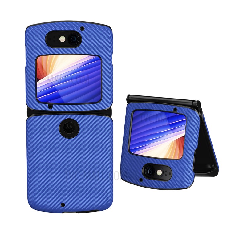 Shockproof PC + PU Leather Phone Protective Cover Shell for Motorola Razr 5G - Blue-1