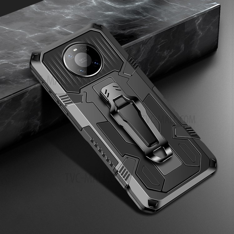Plastic + TPU + Metal Hybrid Protector Anti-Drop Kickstand Case for Huawei Mate 40 - Black-1